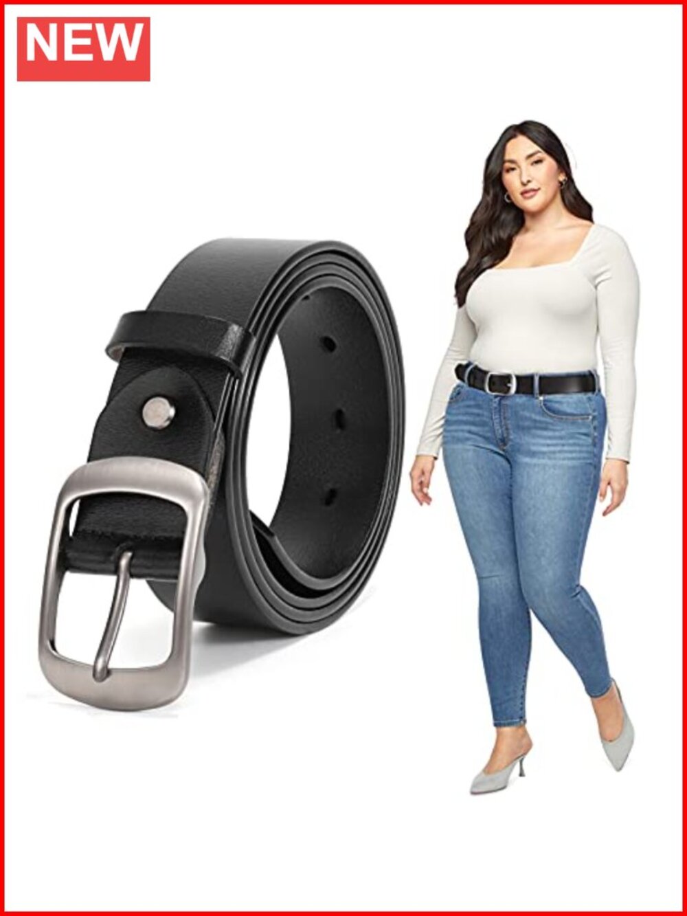Plus Size Women Faux Leather Belt Waist Belt Metal Pin Buckle